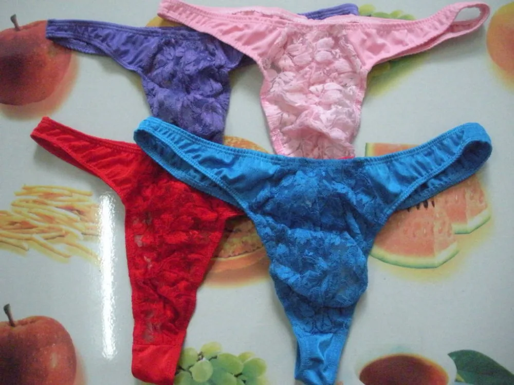 6 шт. сексуальные мужские Трусы стринги для геев трёхмерные кружевные прозрачные