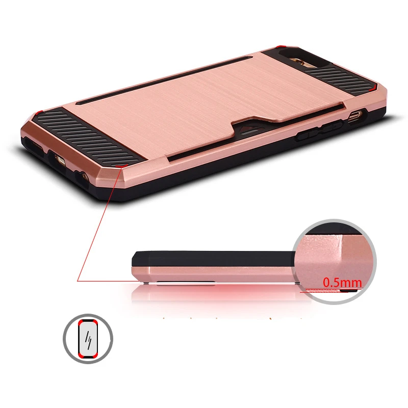 KASEMI Розового Золота для iPhone 5S SE 5 6/6 s/6 плюс/6 s Плюс Роскошные Карты Слот Алюминий