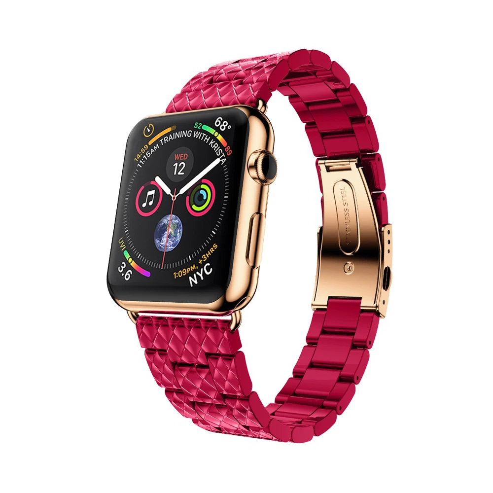 Ремешок из нержавеющей стали для Apple watch band 44 мм 40 люксовый браслет iwatch 42 38 series 3 4 5 se
