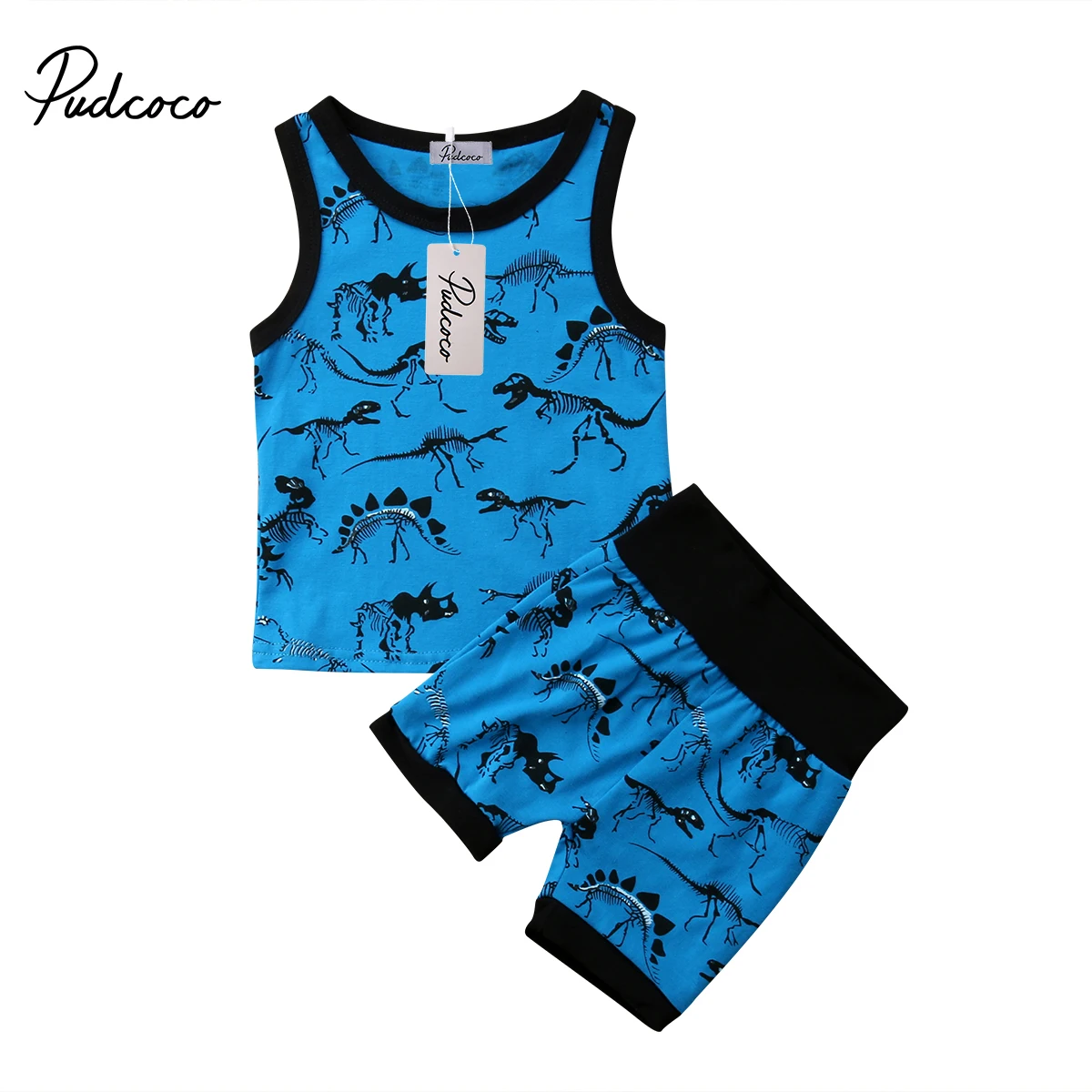 Newborn Toddler Baby Boy Dinosaur Vest Tops+Shorts 2 pcs Clothing Set Outfit Clothes | Детская одежда и обувь
