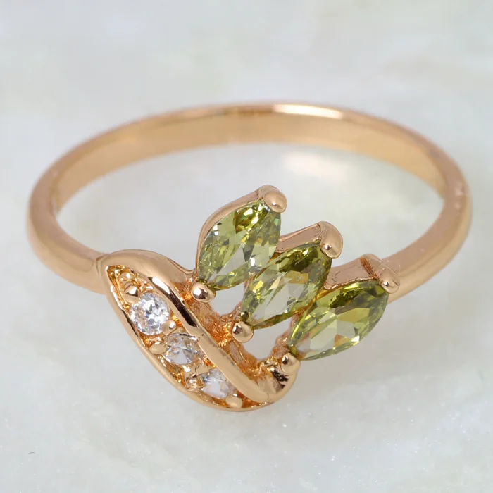 Новый 2019 зеленый фианит кольца для Дамская мода ювелирные изделия из желтого