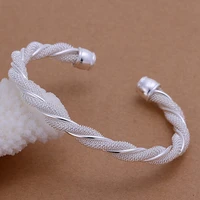 lady wedding christmas gift silver color jewelry retro fashion women personality twisting line net round bracelet b020