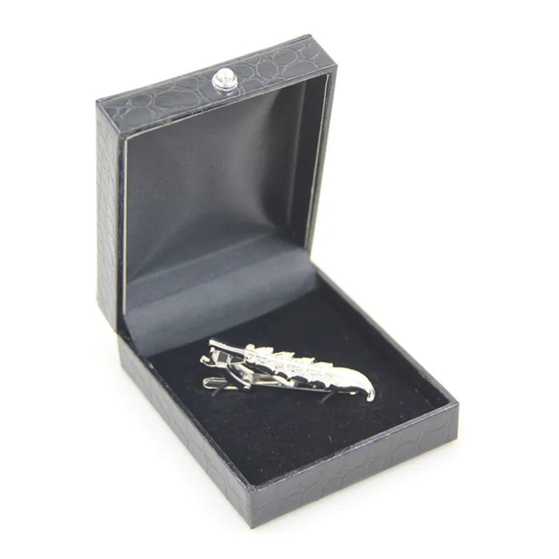 Скидка два цвета элегантный лист дизайн Зажимы для галстука золотые и серебряные