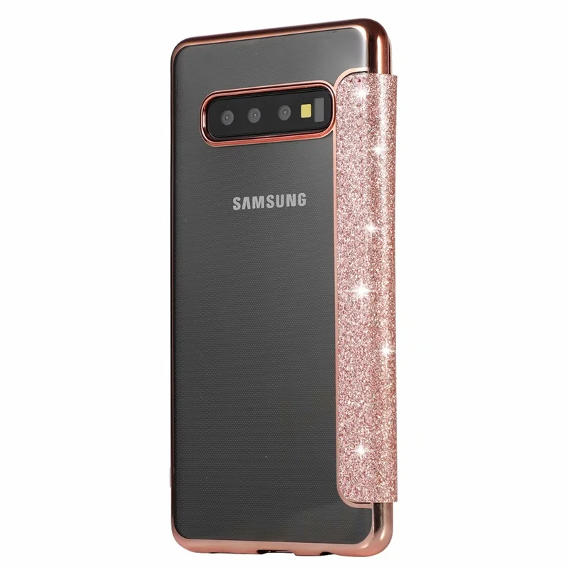 Чехол для Samsung Galaxy S10 чехол-книжка Plus lite S10e блестящий прозрачный мягкий