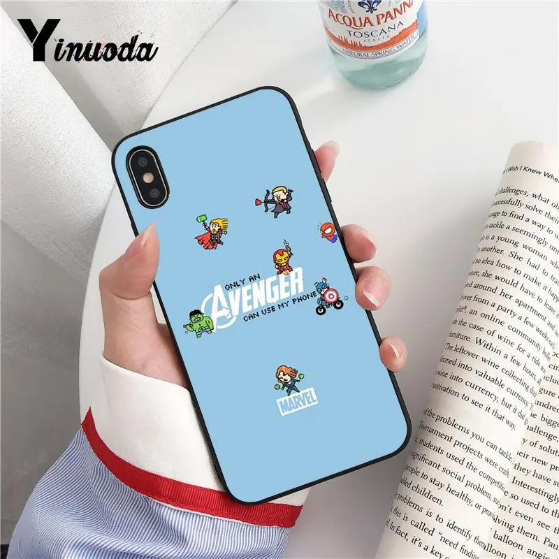 Yinuoda Marvel логотип Мстители черный ТПУ мягкий чехол для телефона iPhone 8 7 6 6S Plus X XS MAX 5 5S