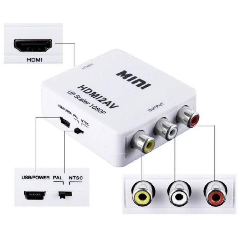 Адаптер EtopLink RCA CVBS AV-HDMI с поддержкой кабеля HD 1080p Mini HDMI2AV Video 3 конвертер HDMI для