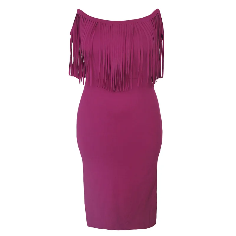 Розовый Черный Коротким Рукавом Fringe Топ Плюс Размер Платья Новый год Slash Шеи