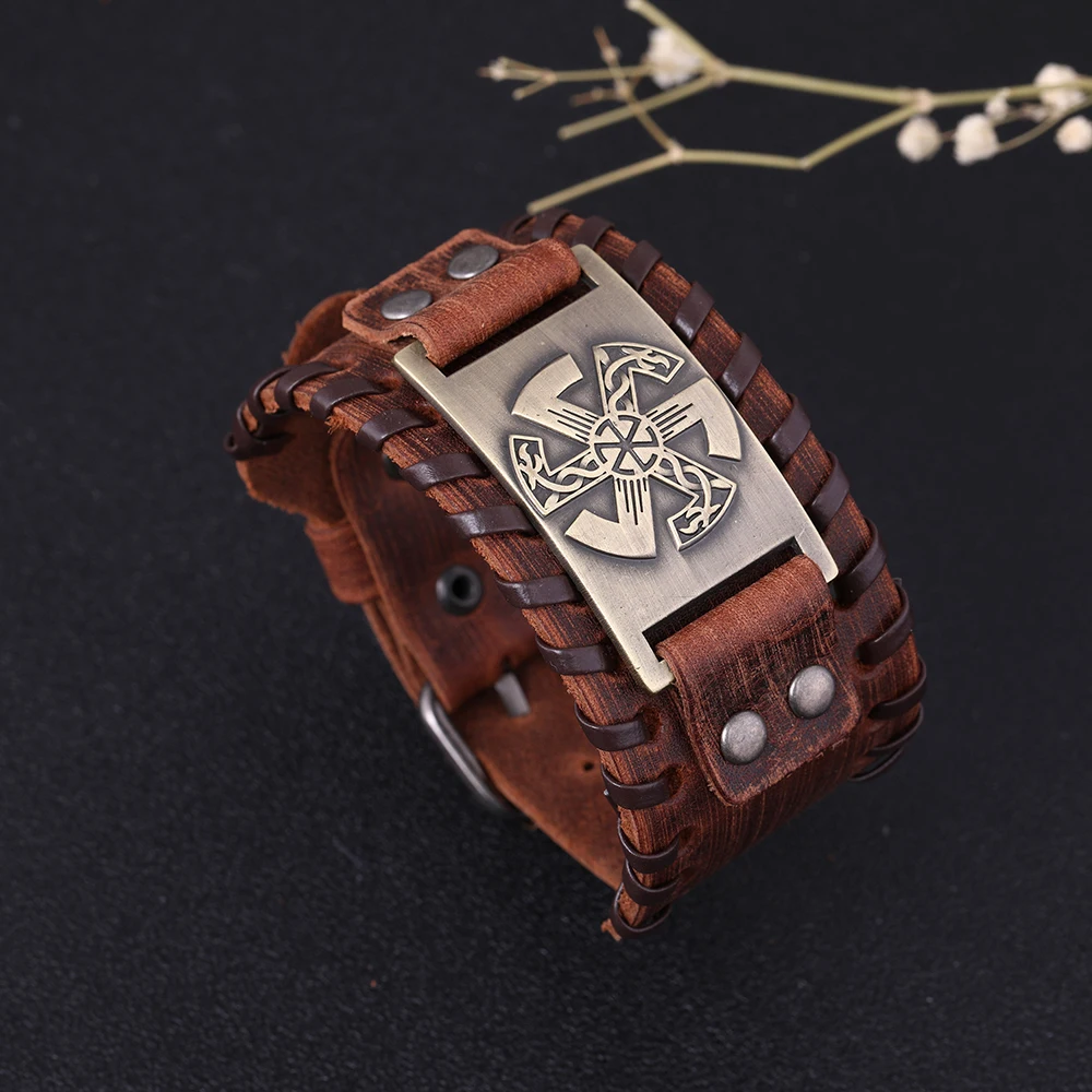 Dawapara Новый дизайн светло-коричневый настоящая кожаная браслет браслеты для мужчин широкие браслеты регулируемые на.