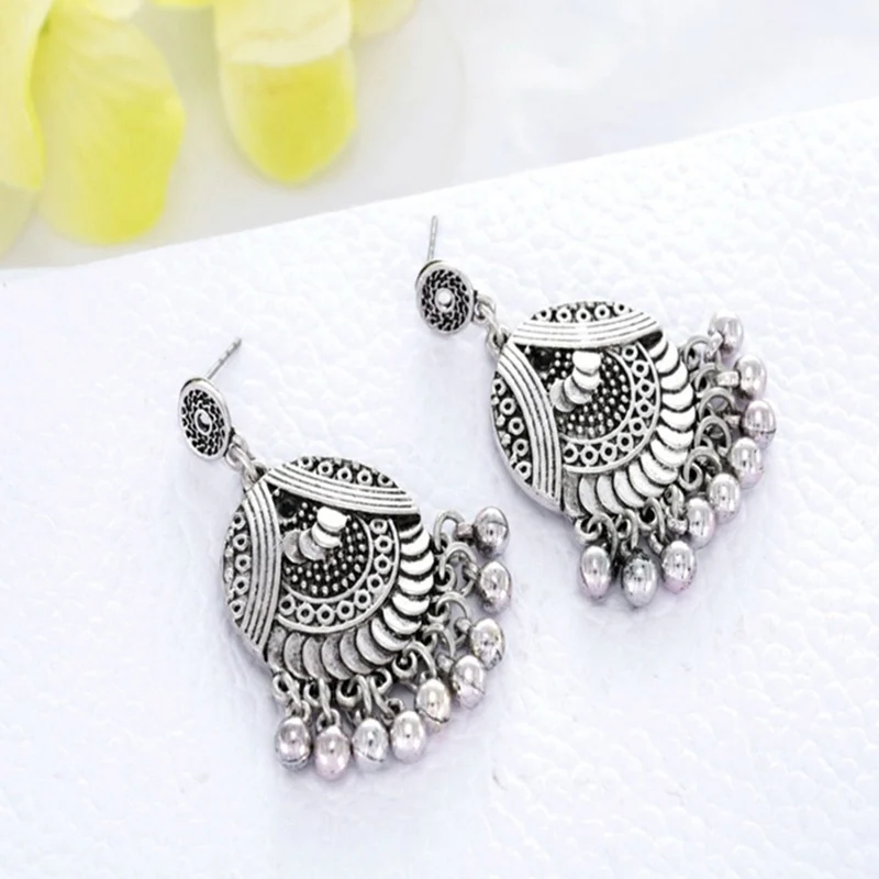 Женские винтажные серьги-пусеты Boho с кристаллами серебристого цвета для свадьбы