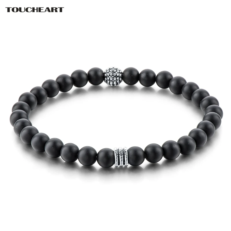 

TOUCHEART 6mm Black Matte Onyx Classic Charms Bracelets & Bangles For Women Men Silver Famous Brand Jewelry Bracelet SBR160122
