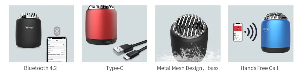 Мини беспроводной Bluetooth динамик NILLKIN BT 4,0 динамик HiFi портативный бас Bluetooth сфотографировать видео подходит с беспроводным зарядным устройством