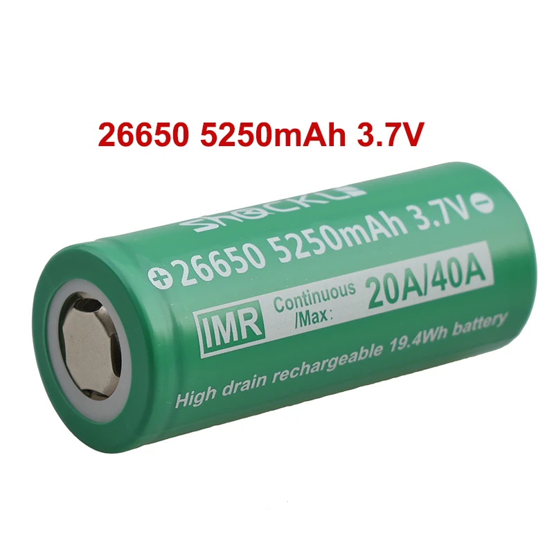 Shockli 26650 5250mAh 3,7 v литий-ионная аккумуляторная батарея 30A 40A 26650 литиевая батарея для фонариков высокой мощности