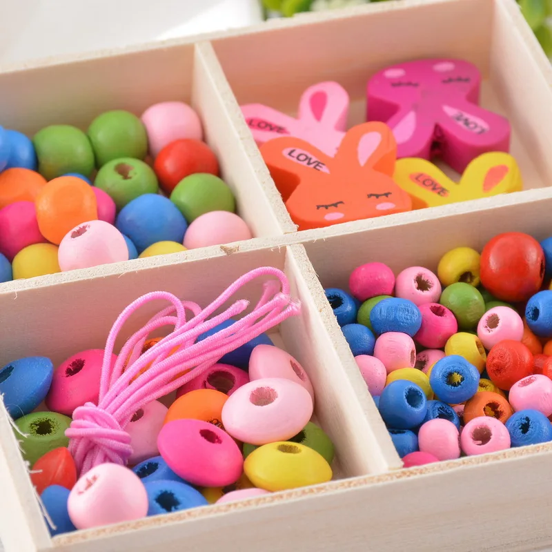 1 коробка разноцветные деревянные бусины кролики DIY ювелирные изделия для детей