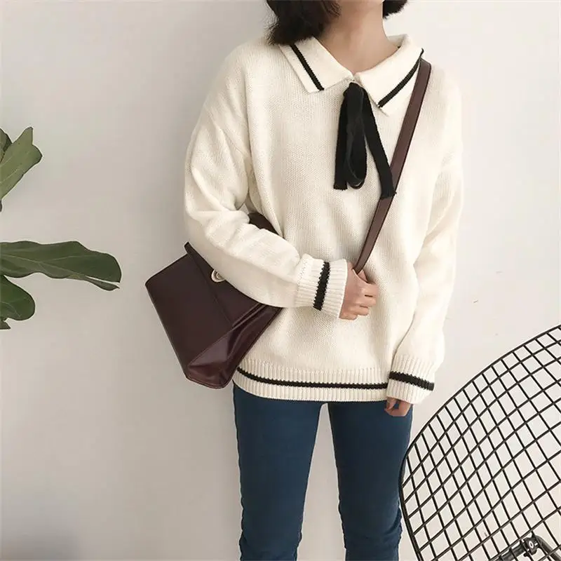 Women's Casual Sweaters Japanese Kawaii Korean Ulzzang Sweet Lace-up Sweater Female Harajuku Punk Cute Clothing For Women | Женская