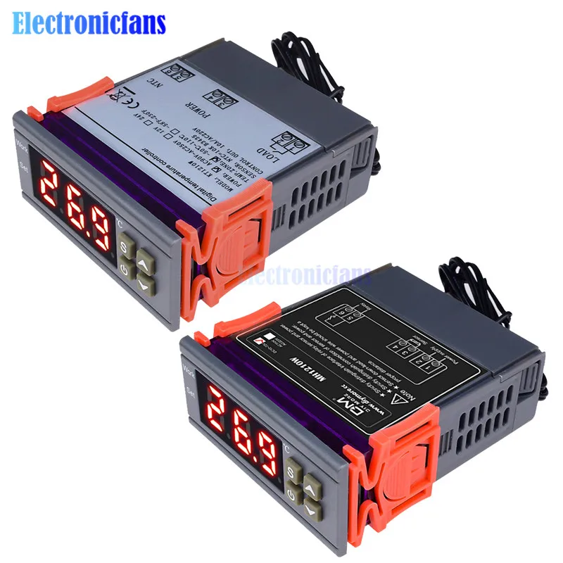 

Digital Temperature Controller MH1210W AC 90-250V DC 9-72V 10A Thermostat Regulator with NTC Sensor Heating Cooling Control