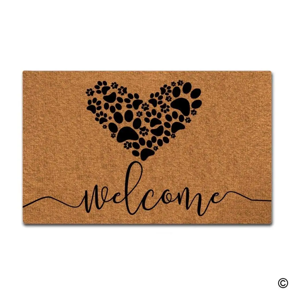 Memory Home Entrance Floor Mat Funny Doormat Welcome Dog Paws Love Door Decorative Indoor Non-woven Fabric Top | Дом и сад