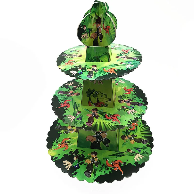 1set cake stand Бен 10 тема вечерние украшения детский душ вечерние поставки», «Бен 10» тема пластины салфетки для стаканчиков», «Бен 10» тематические баннеры выбросы - Цвет: 1set cake stand
