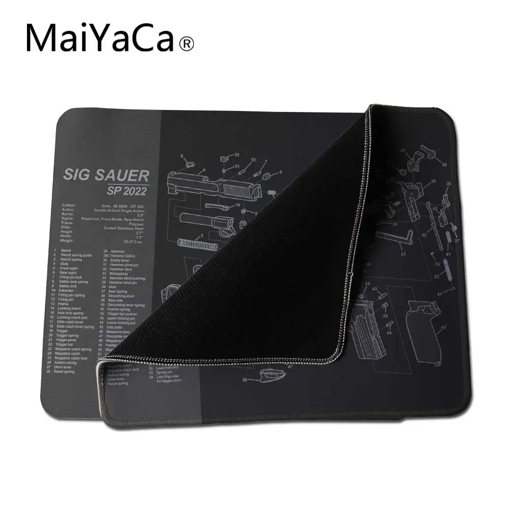 Коврик для мыши MaiYaCa с блокировкой края SIG SAUER SP2022,, крутые коврики для мыши, не оверлок, 18x22 см, оверлок, 20x25 см