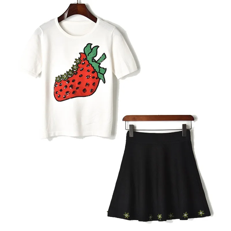 Трикотажные комплекты из 2 предметов для женщин новинка 2019 клубничный узор