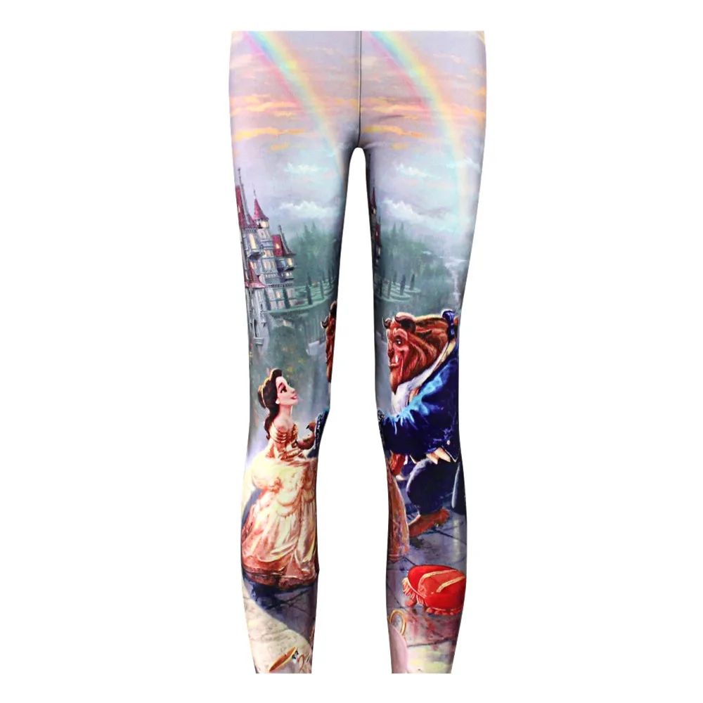 Эластичные повседневные штаны женские леггинсы с 3d-цифровым принтом Красавица и