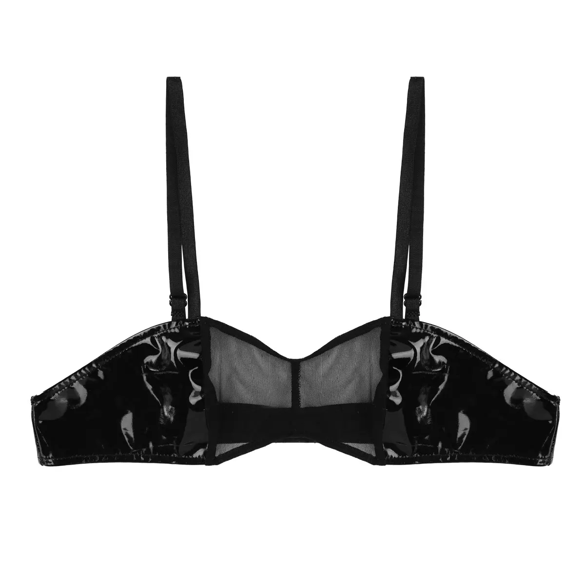 Женское черное нижнее белье TiaoBug из искусственной кожи прозрачный сетчатый
