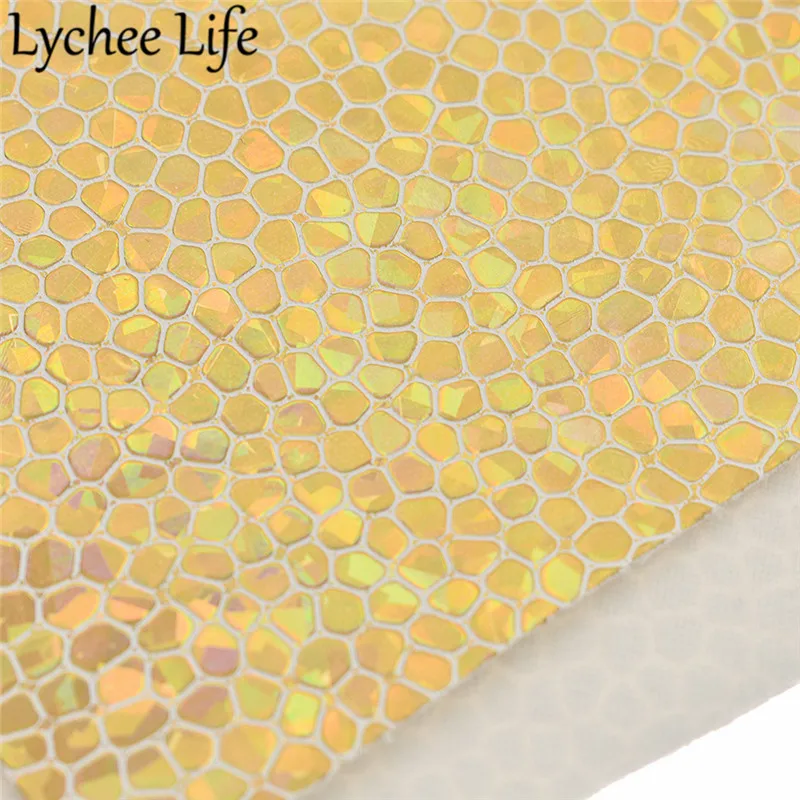 Lychee Life голограмма камень искусственная кожа ткань A4 красочные PU 29x21 см Ткань DIY для пошива домашней одежды аксессуары для одежды