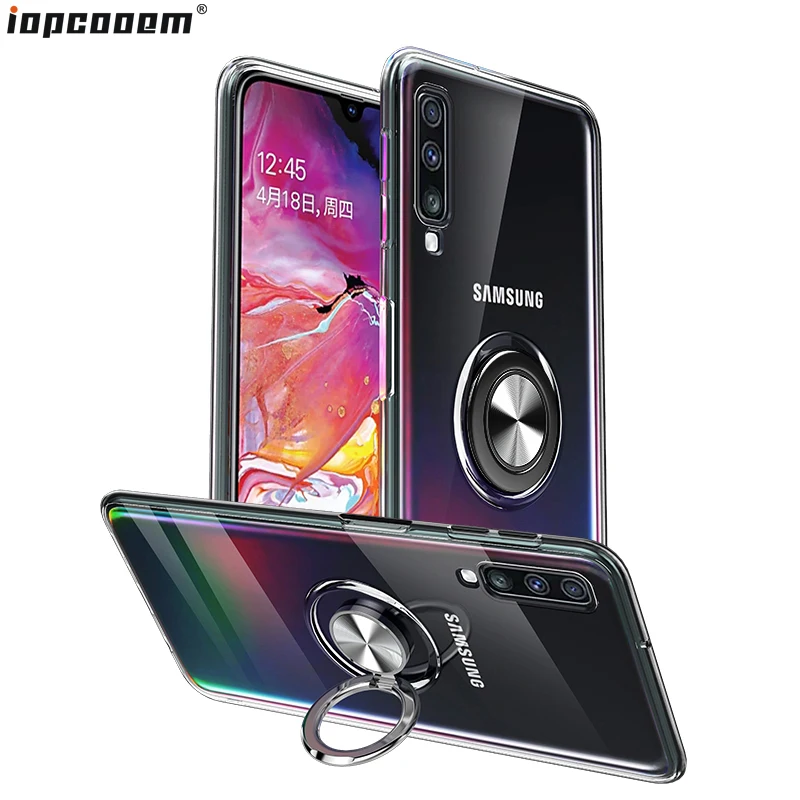 Прозрачный чехол из ТПУ с магнитным кольцом держателем для телефона Samsung Galaxy A10 A20