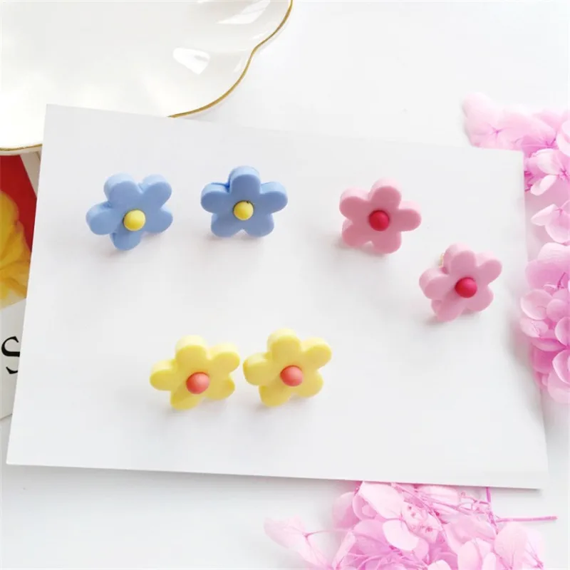 Цветные серьги из смолы в виде цветка Япония и Южная Корея милые модные сплава с