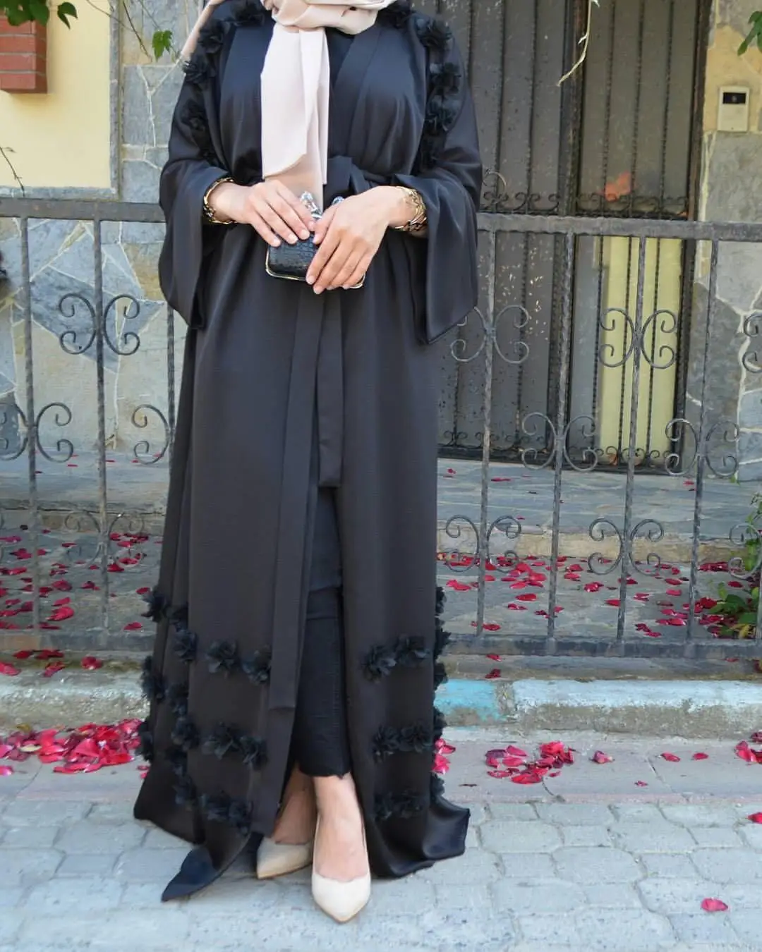 Длинные платья макси с цветочным принтом для мусульманских женщин кардиган