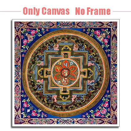 Mandala Art Тибет тангка абстрактная художественная живопись плакаты и принты на холсте Цветочный декор тибетская Мандала с Буддой масляная Картина на холсте настенная живопись - Цвет: Mandala Art