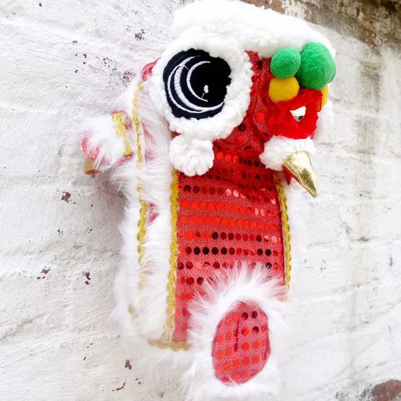 Шикарное блестящее пальто для собак с блестками и львом одежда в китайском стиле