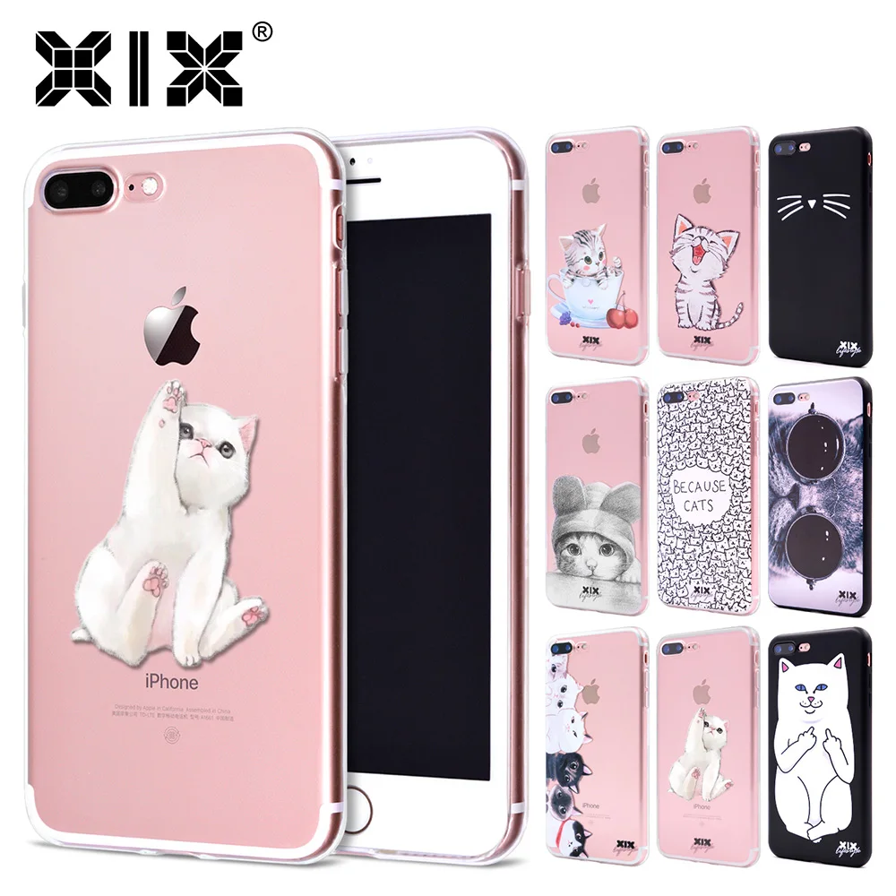 Чехол для iPhone 5S чехол с забавными кошками чехла 6S телефона из мягкого силикона