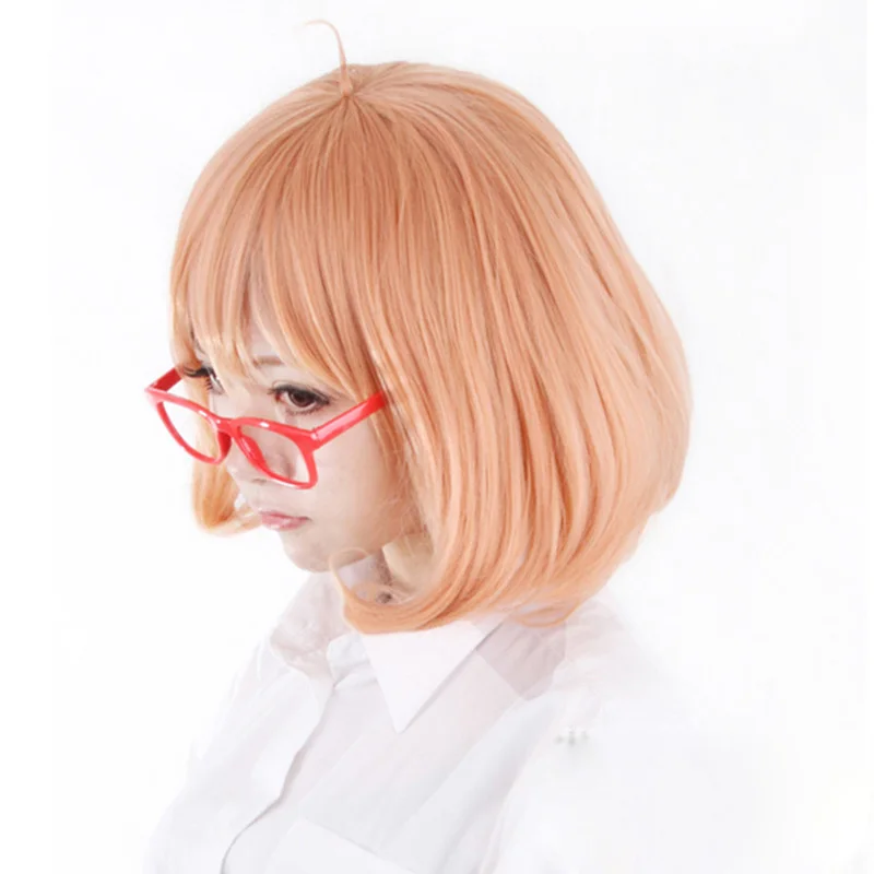 Парик для косплея Kyokai no Kanata Мирай Курияма короткие оранжевые розовые