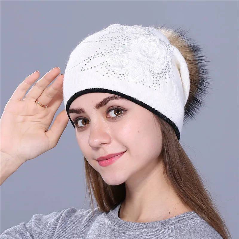 mink white Xthree женская зимняя шапка из кроличьего меха, шерстяная вязаная шапка, женские норковые шапки для женщин, шапочки - Цвет: mink white