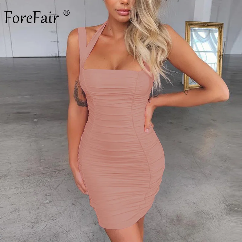 Forefair сексуальное Вечерние платье 2019 Новые поступления с лямкой через шею низким