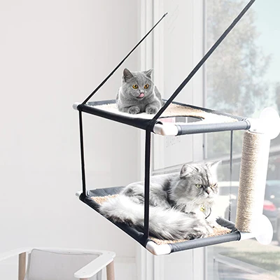 double layer Кошка балкон гамак питомец коралловый бархат Водонепроницаемый ткань кошка кровать кошка скалолазание спальный матрас однослойный двойной - Цвет: double layer