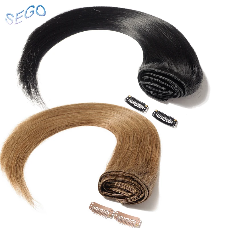 SEGO 1"-24" 70 г-120 г двойной вытяжки с зажимом в Пряди человеческих волос для наращивания не Реми 8 шт./компл. натуральные волосы#1# 1B#2#4#6#24#60#613