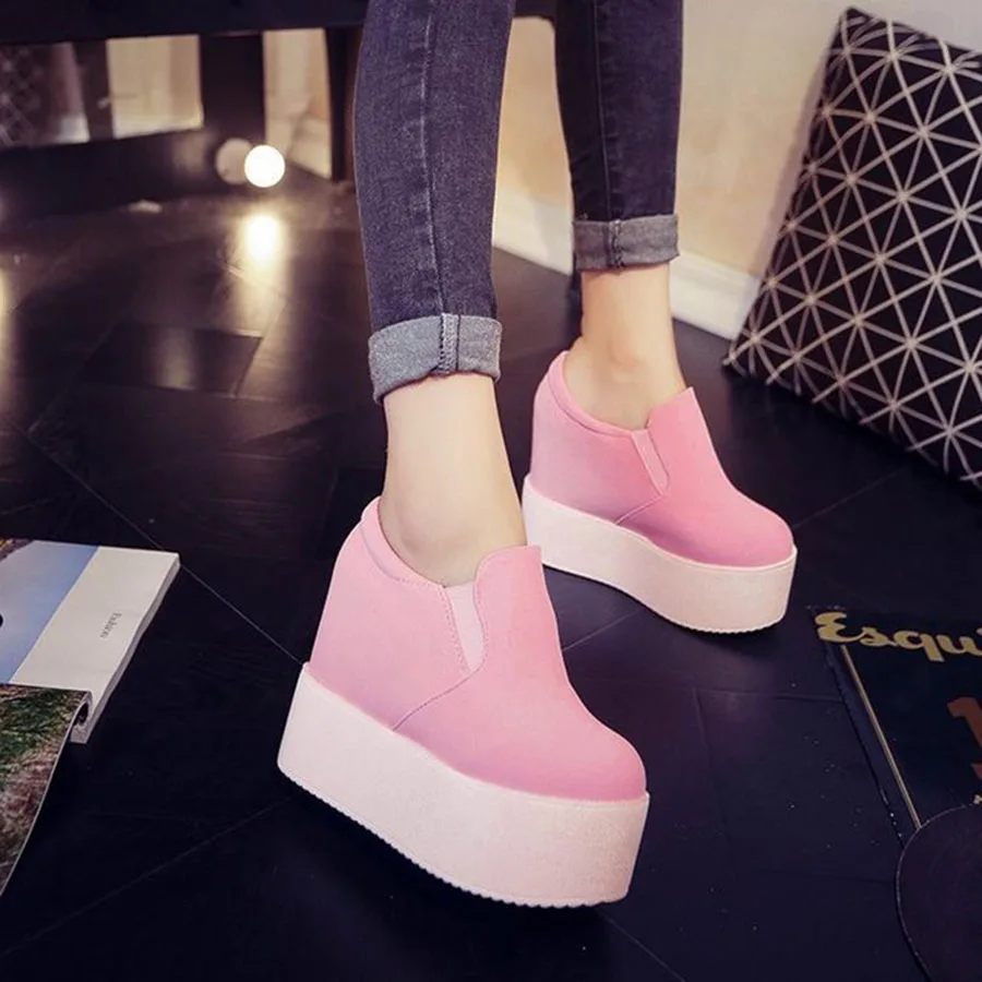 Новинка 2019 года удобная женская обувь без шнуровки тонкие туфли на платформе с