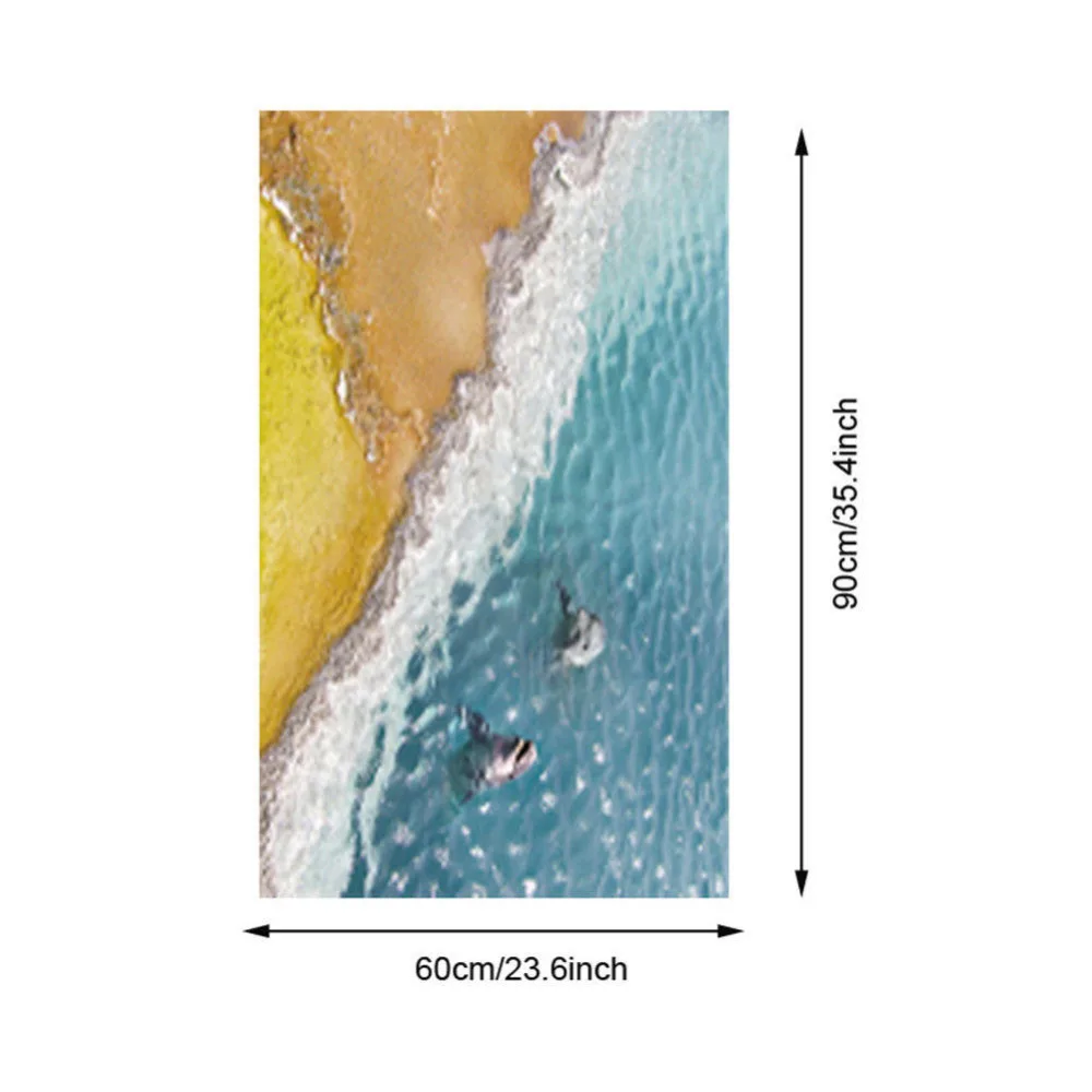 60*90 см 3D ПВХ Летний морской пляж пол наклейки на стену Фотообои яркие ванная
