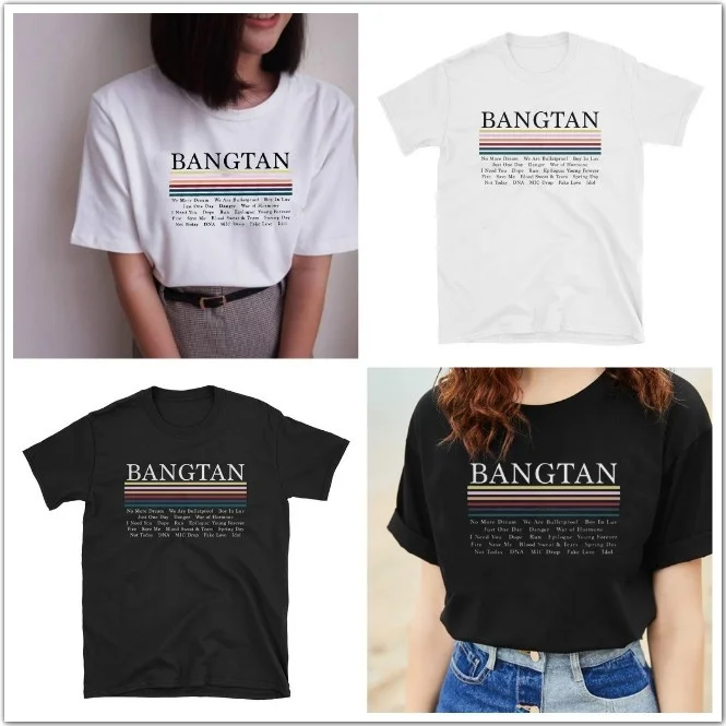 Hahahyule-WW черный и белый Нет Больше мечты K-POP BTS Bangtan мальчики браслет Графический Тройник повседневные черные топы дружба подарок