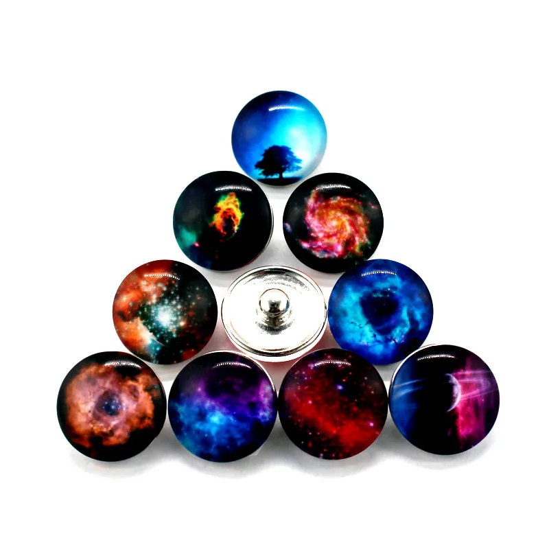 New Arrival 20pcs/lot Starry Sky Snap Buttons Charms Print Glass Fit DIY Bangle Jewelry | Украшения и аксессуары