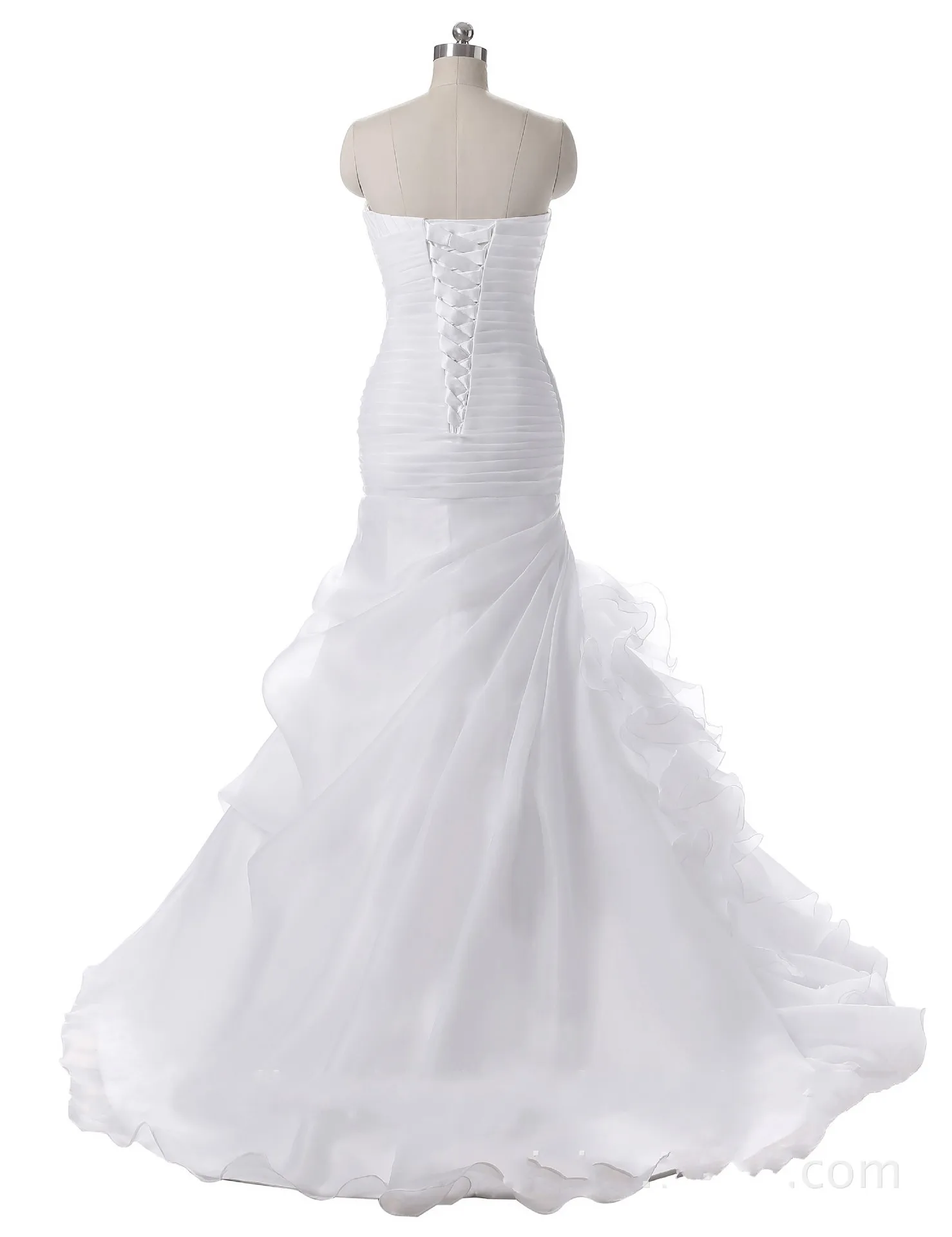 Роскошное Русалка Свадебные платья из органзы 2019 подвенечные корсет сзади Милая