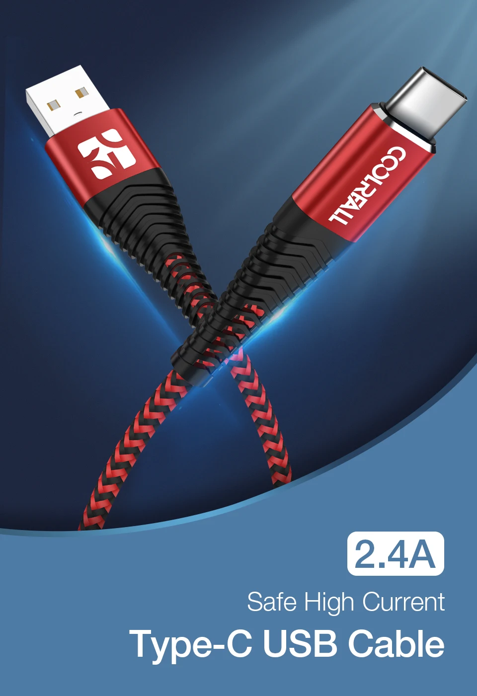 Coolreall 2.4A кабель для быстрой зарядки type-C кабель для быстрой зарядки кабель для синхронизации данных type-C кабель usb type-C для samsung huawei xiaomi