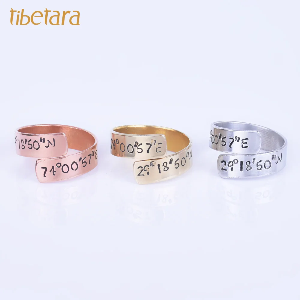 Кольцо с координатами на заказ кольцо местоположение ювелирные изделия день