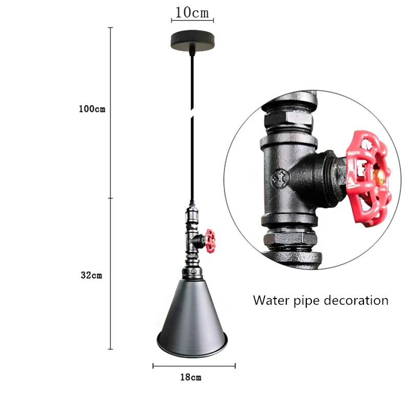 

Vintage iron Water Pipe E27 Pendant Lamp loft industral Wind Restaurant Pendant Light for home decoration Clothing Shop Cafe Bar