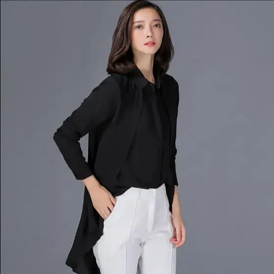 Женская шифоновая блузка кимоно с длинными рукавами имитация двух частей модные