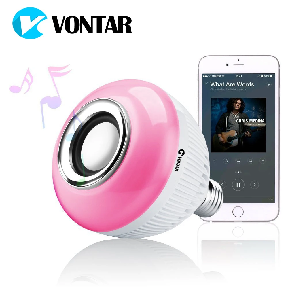 E27 Smart RGB RGBW Bluetooth Динамик лампа Музыка Воспроизведение затемнения Беспроводной 12