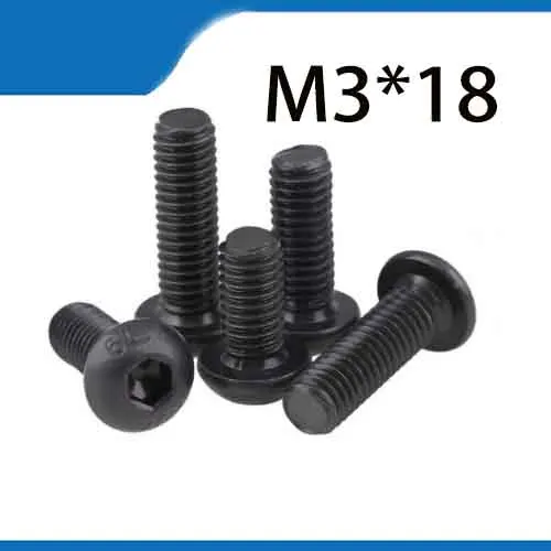 Бесплатная доставка 100 шт. M3x18 мм M3 * 18 yuan cup полукруглая головка сковороды черного