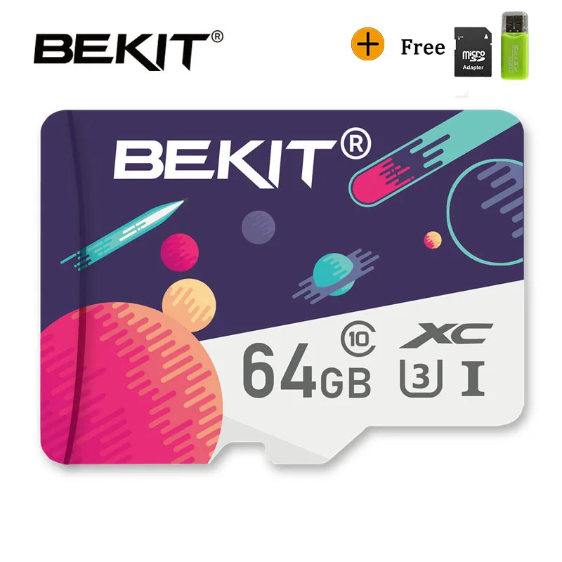 SU-64GB Bekit карта micro sd 32 Гб 64 Гб 128 ГБ 256 ГБ 16 ГБ 8 ГБ карта памяти micro sd карта SDXC SDHC класс 10 флэш-накопитель для камеры смартфона - Емкость: SU-64GB