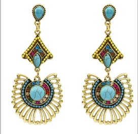 Египетские индийские серьги Jhumka, турецкие Женские винтажные золотые жемчужные серьги-капли с большим цветком, стразы, массивные вечерние серьги - Окраска металла: 5309